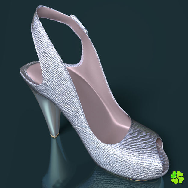 Silver heeled shoes low poly Low-poly 3D model_20