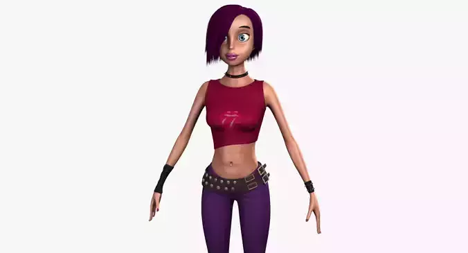 Nancy Lowpoly cartoon girl with hair