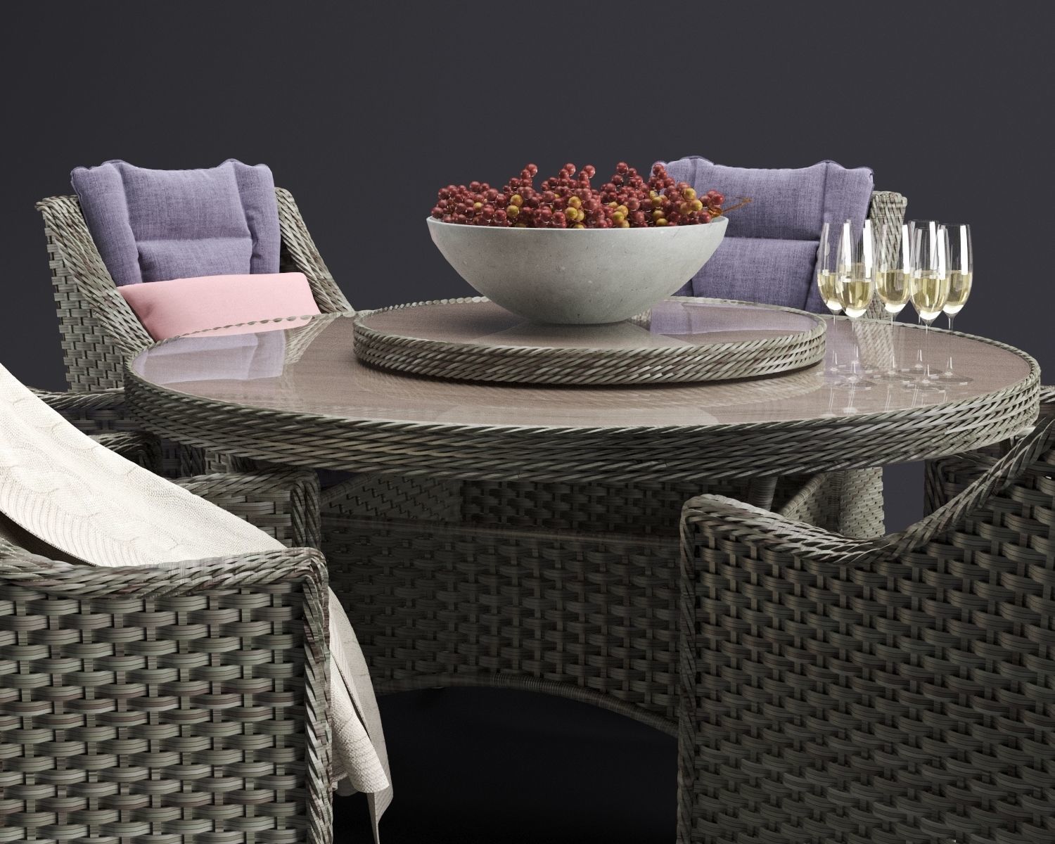 Comfort Outdoor Furnitures Set 3D model_1