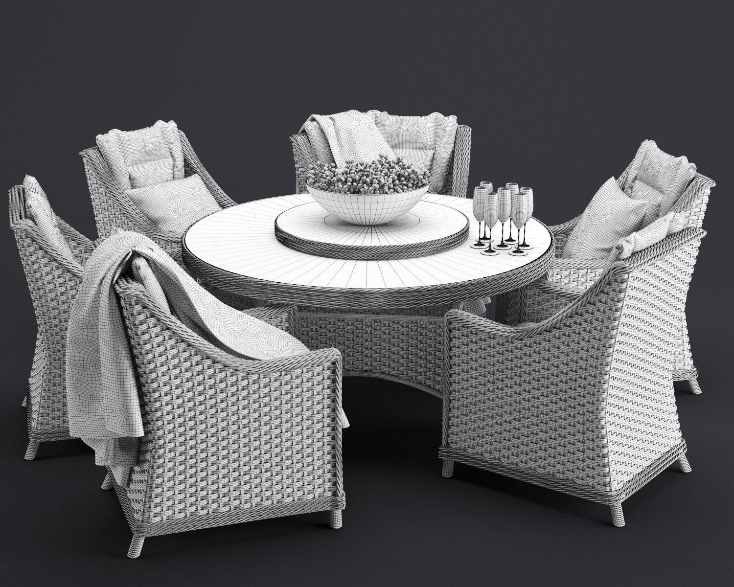 Comfort Outdoor Furnitures Set 3D model_9