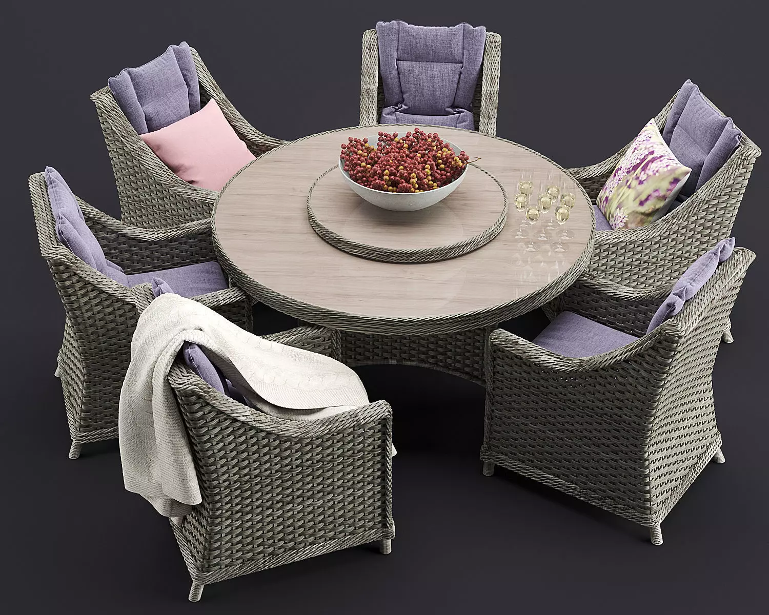 Comfort Outdoor Furnitures Set 3D model_0