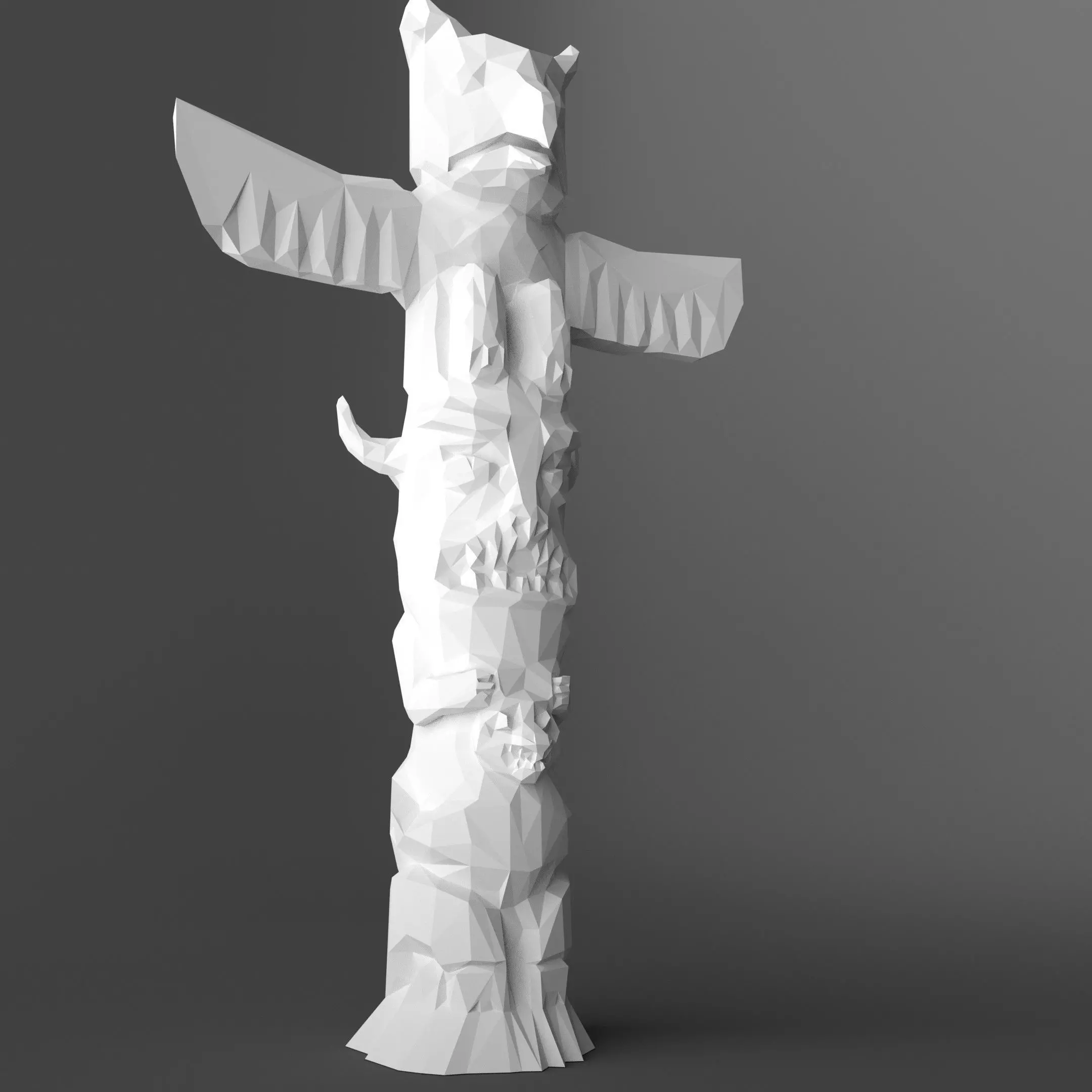 Low-Poly Totem pole made of paper 3D print model_0