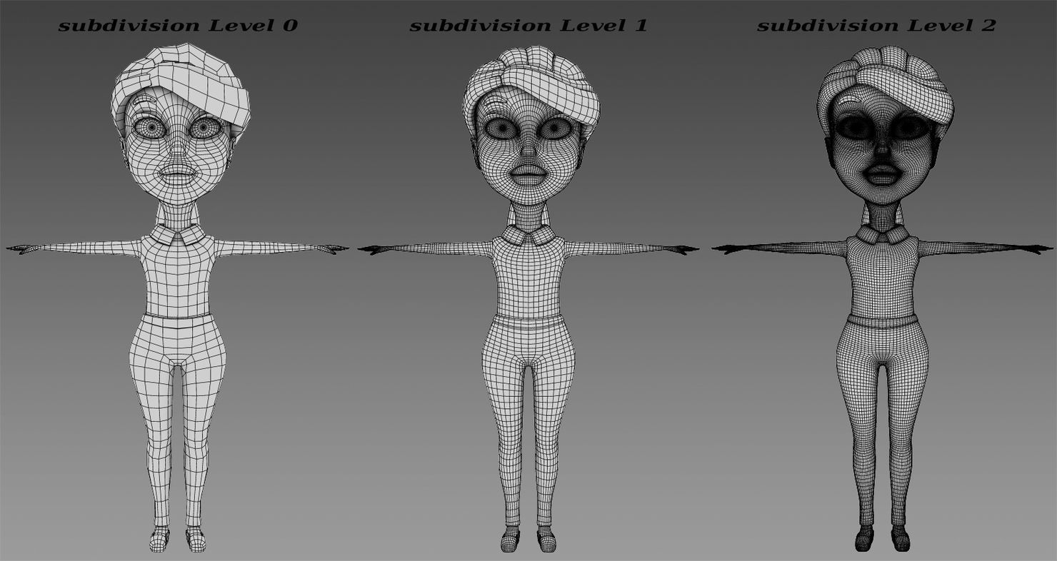 Anna Cartoon Low-poly 3D model_6