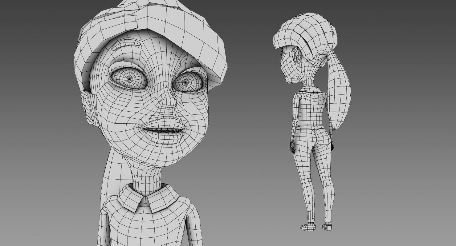 Anna Cartoon Low-poly 3D model_7