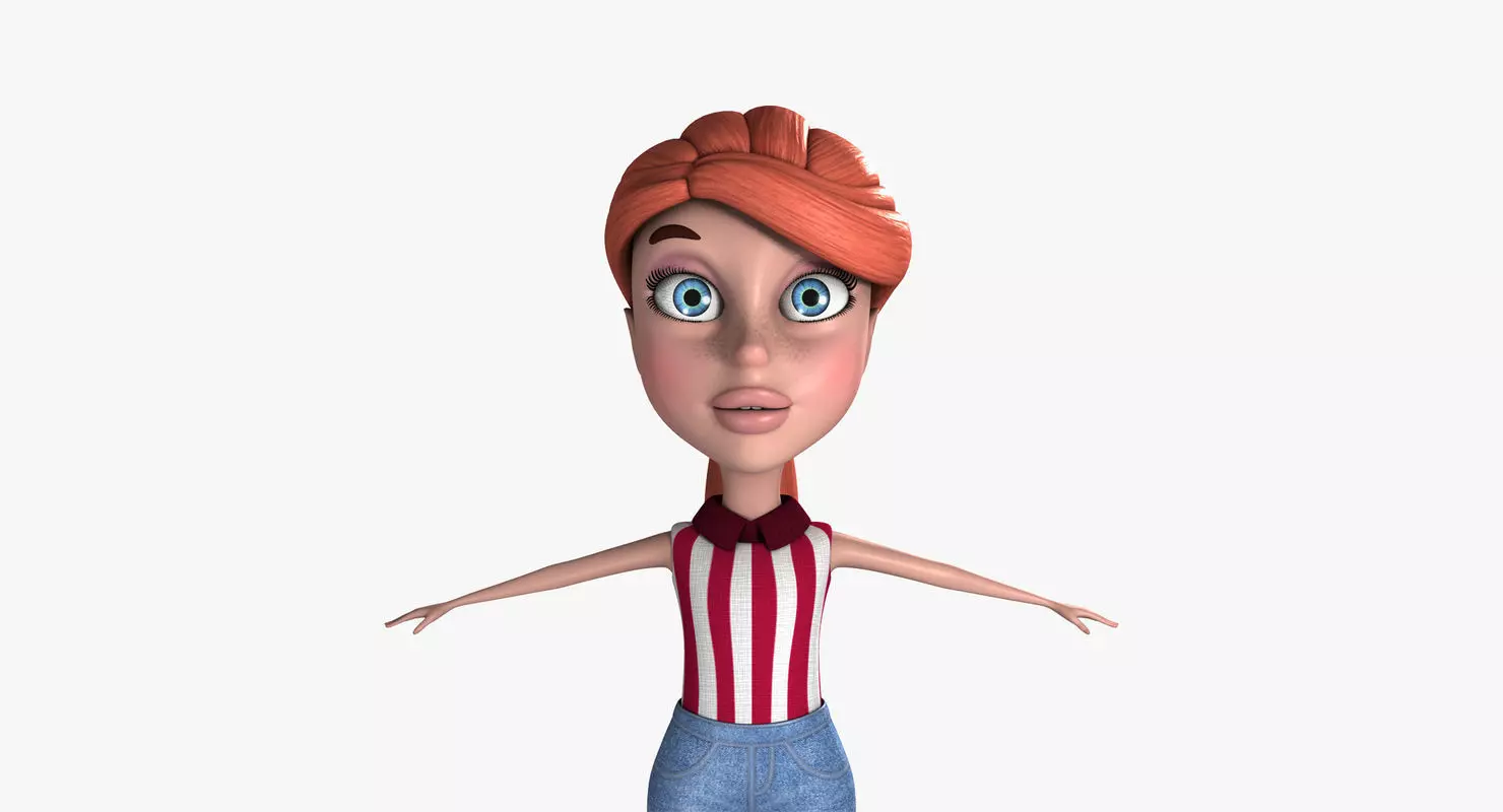 Anna Cartoon Low-poly 3D model_0