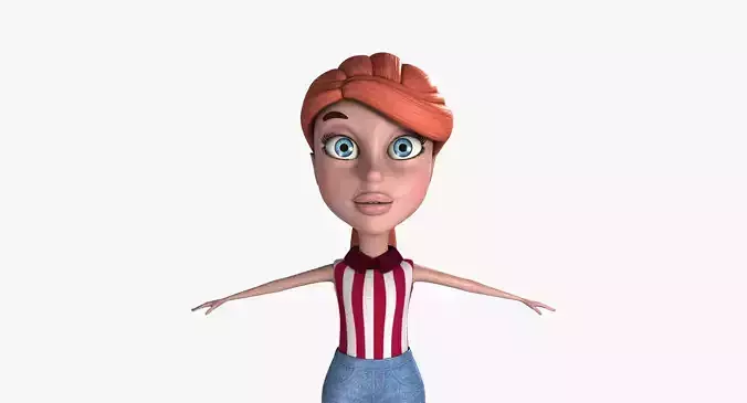 Anna Cartoon Low-poly 3D model