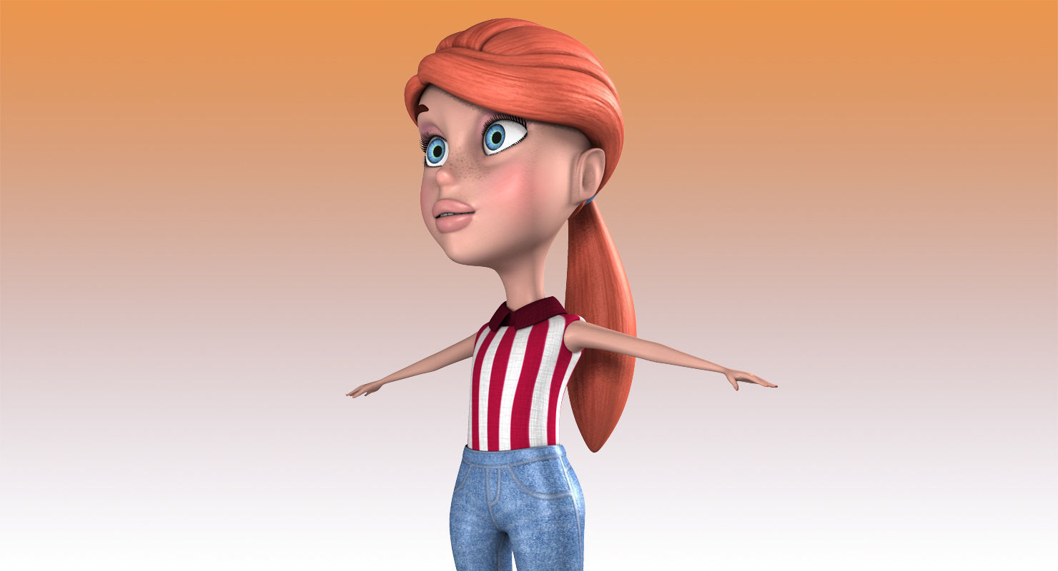 Anna Cartoon Low-poly 3D model_2
