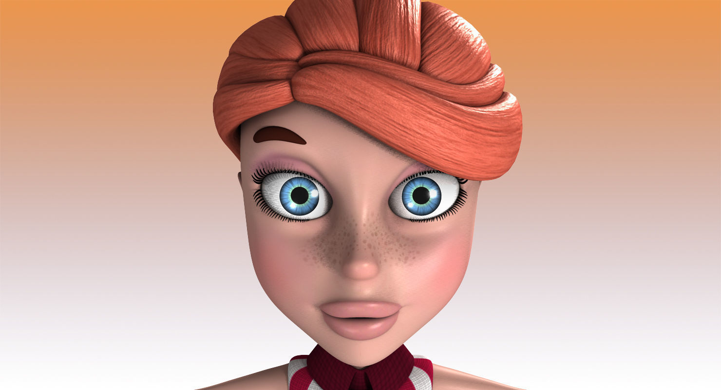 Anna Cartoon Low-poly 3D model_5