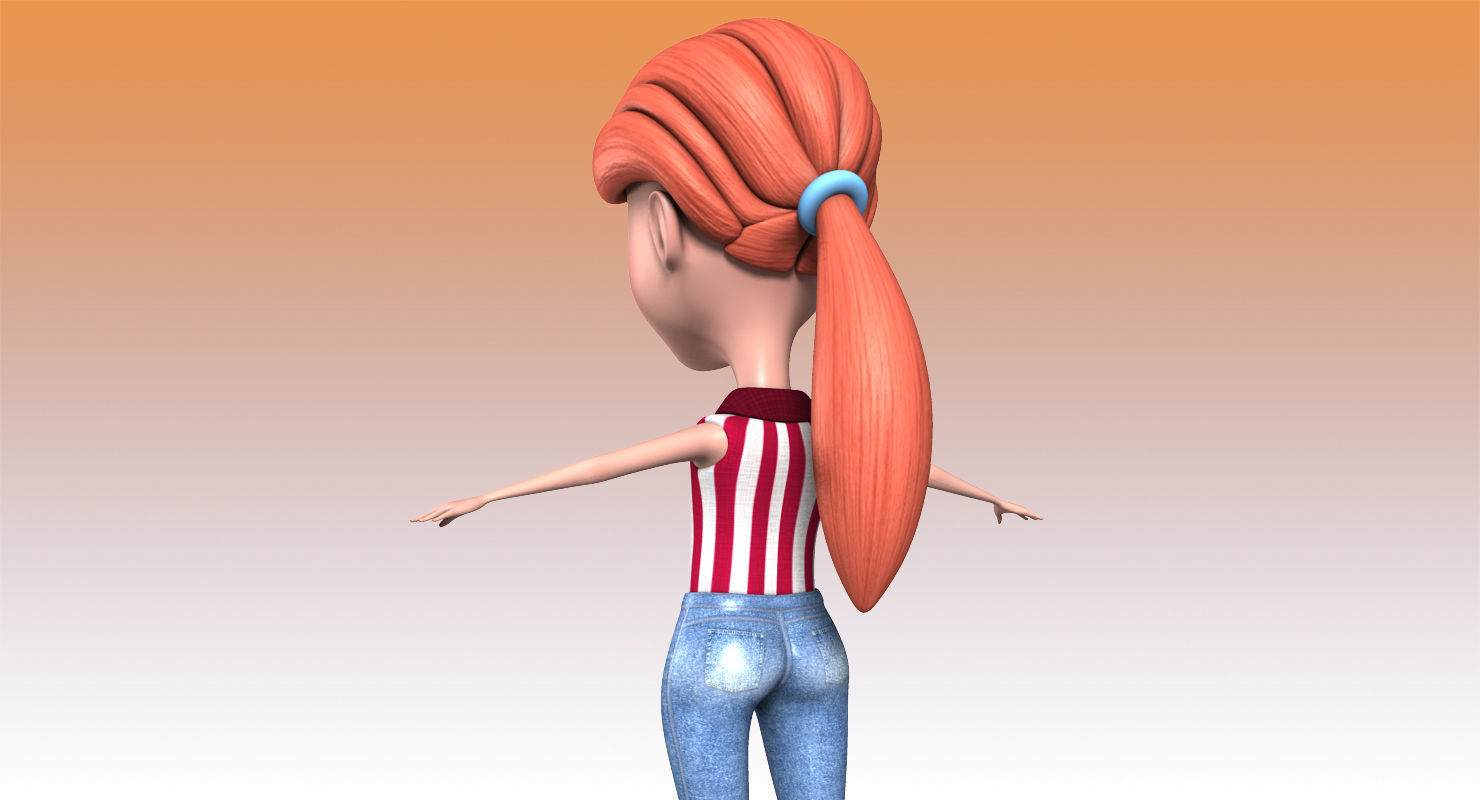 Anna Cartoon Low-poly 3D model_3