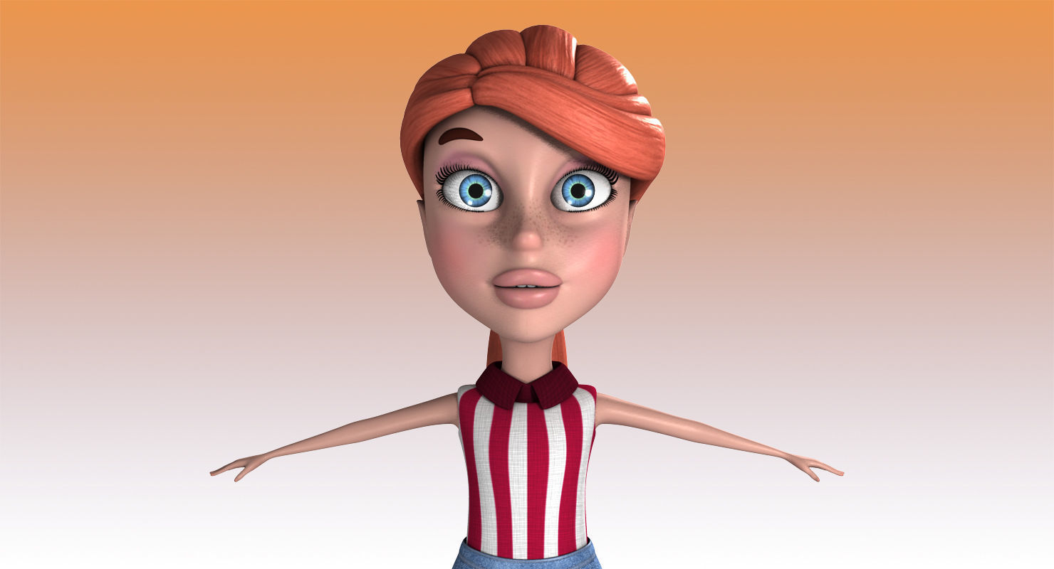 Anna Cartoon Low-poly 3D model_4