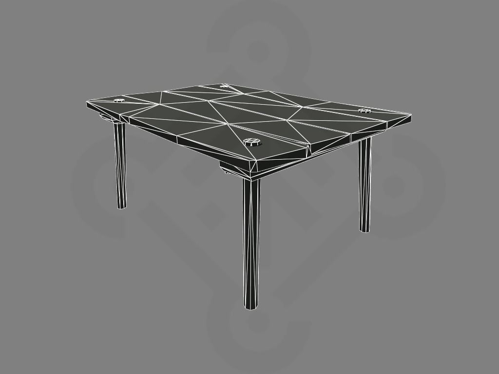 Wooden table Low-poly 3D model_2