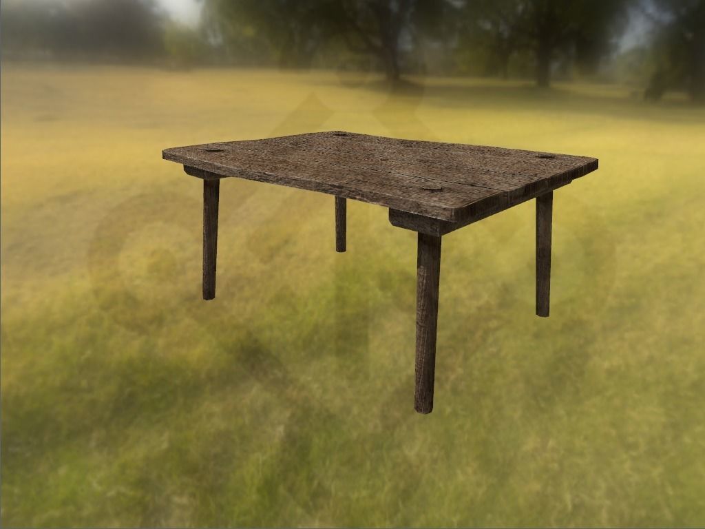 Wooden table Low-poly 3D model_1