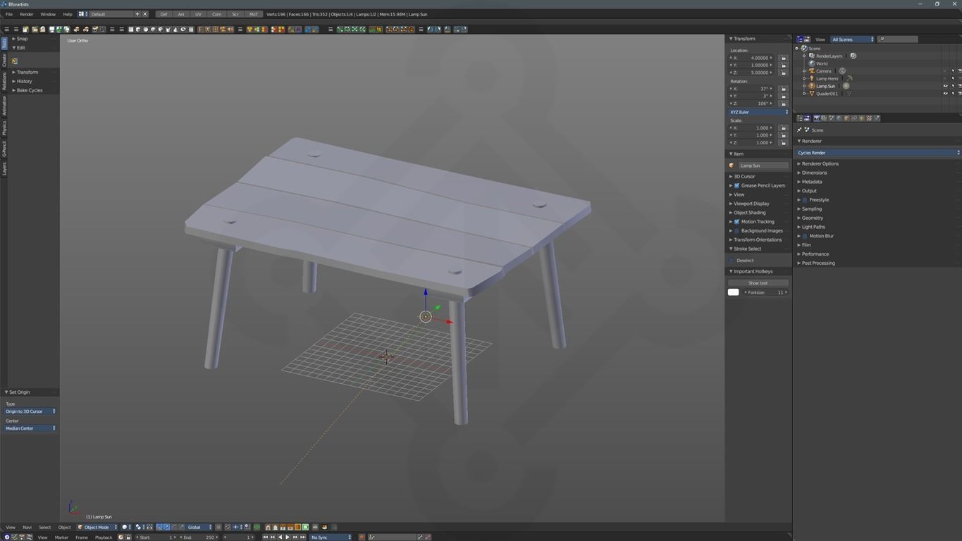 Wooden table Low-poly 3D model_4