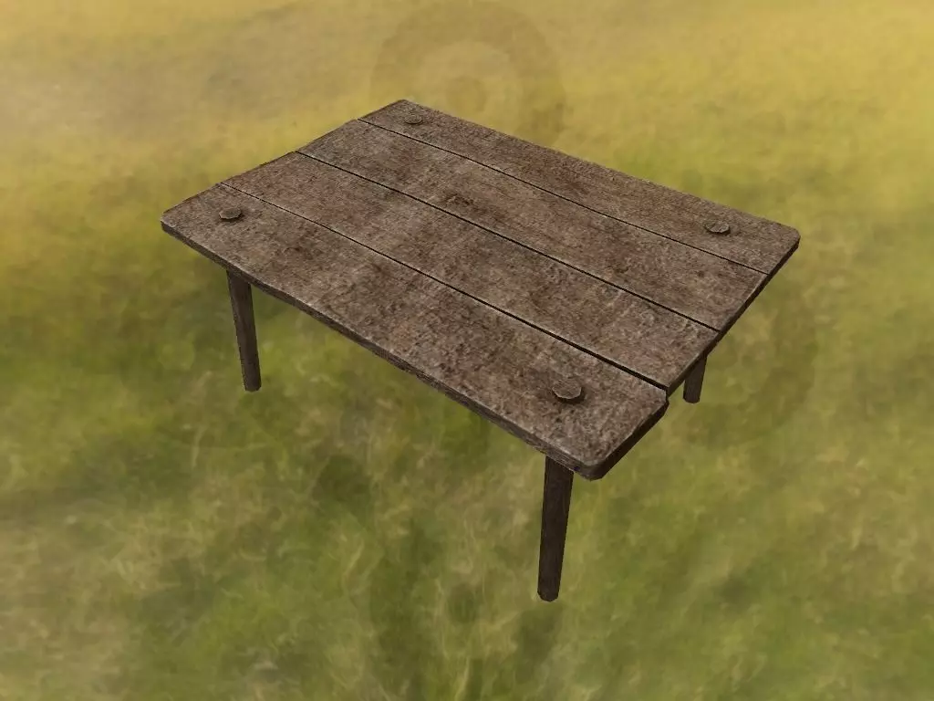 Wooden table Low-poly 3D model_0