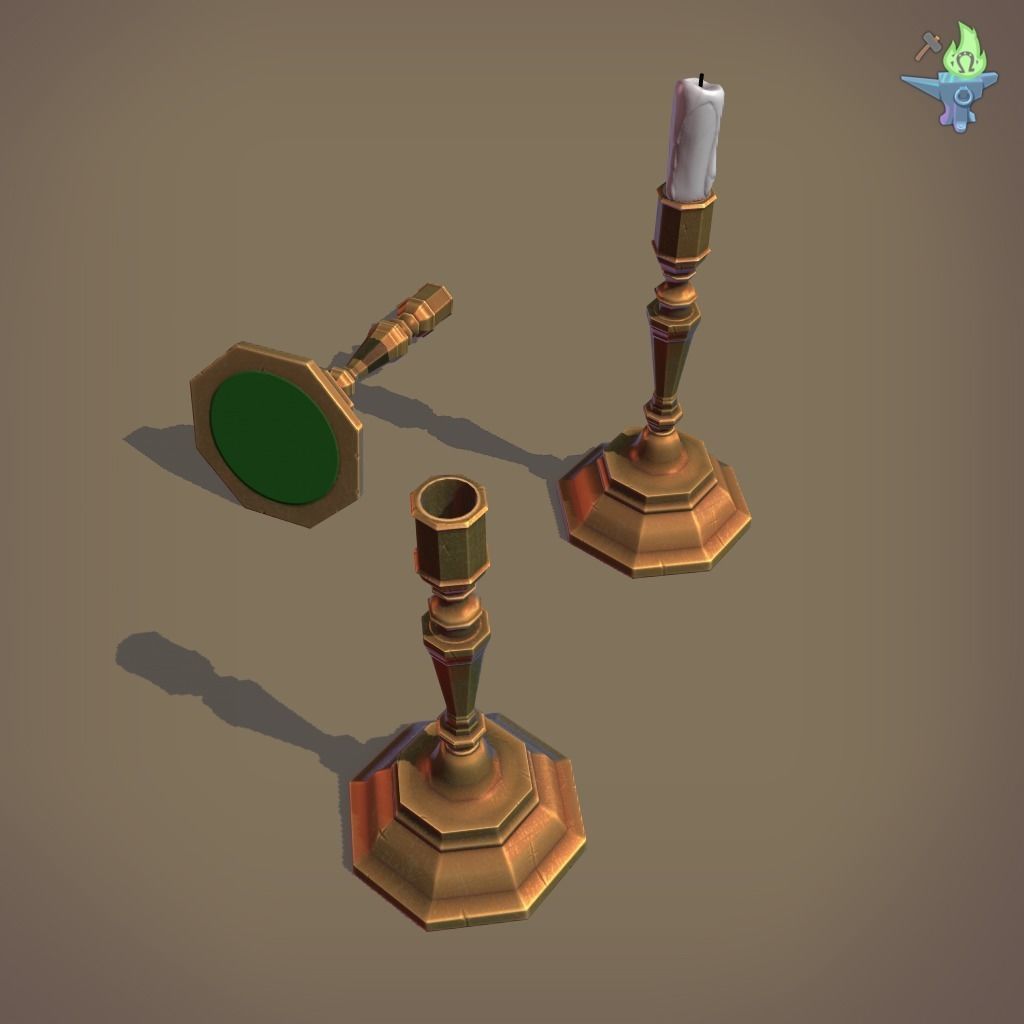 Candle Stick Low-poly 3D model_10