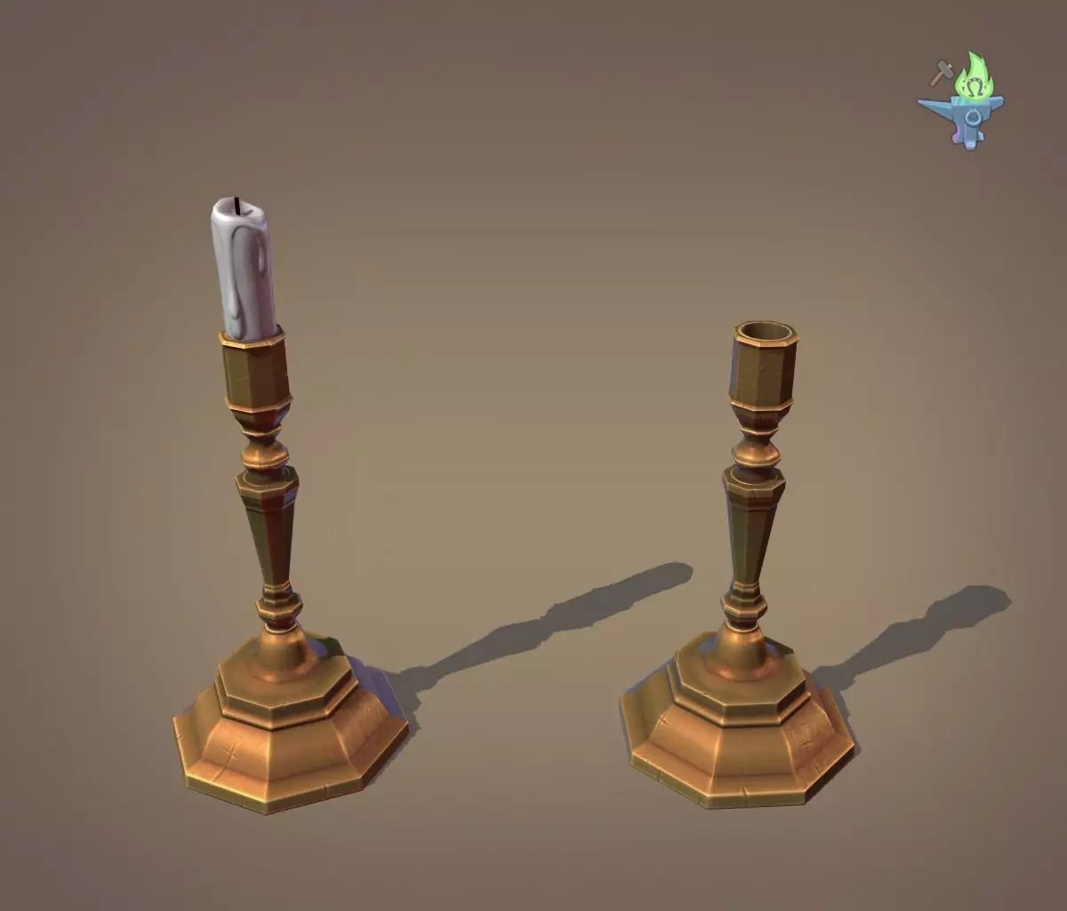 Candle Stick Low-poly 3D model_0