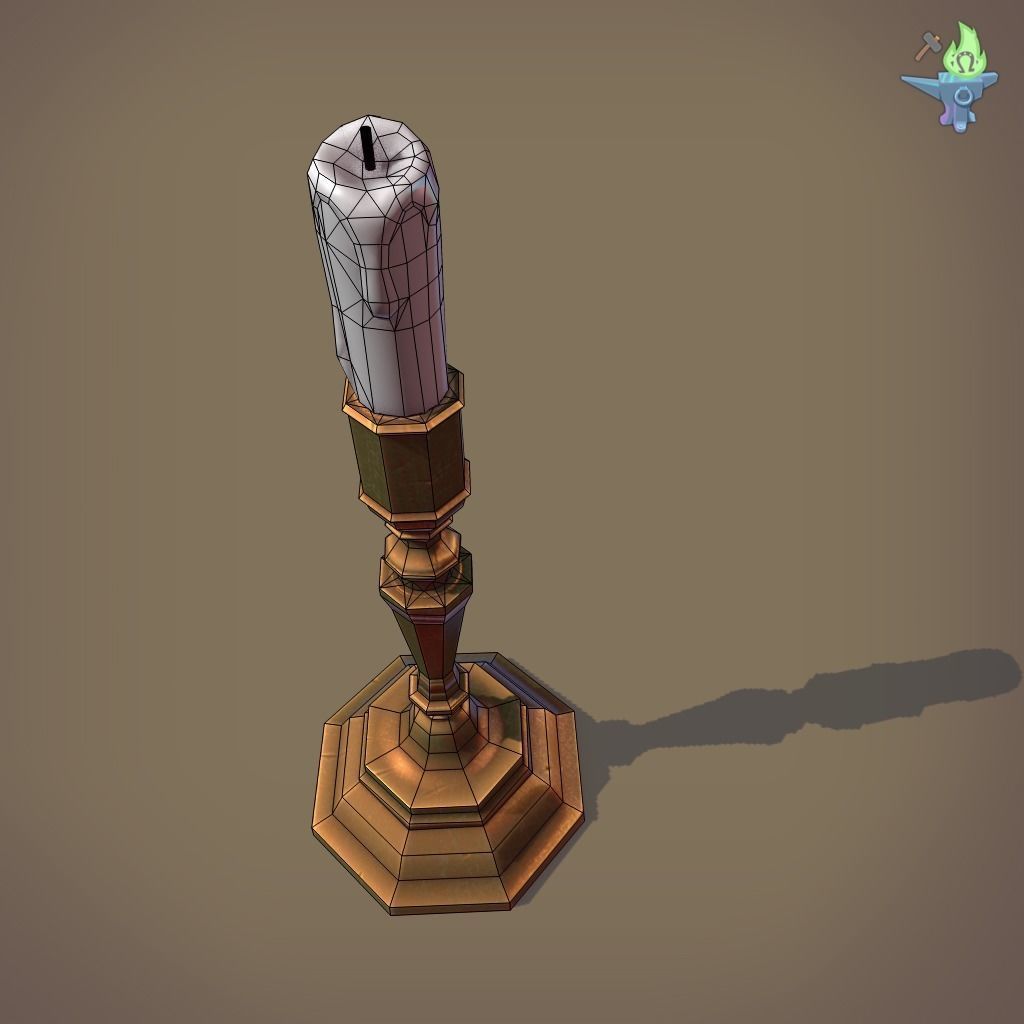 Candle Stick Low-poly 3D model_5