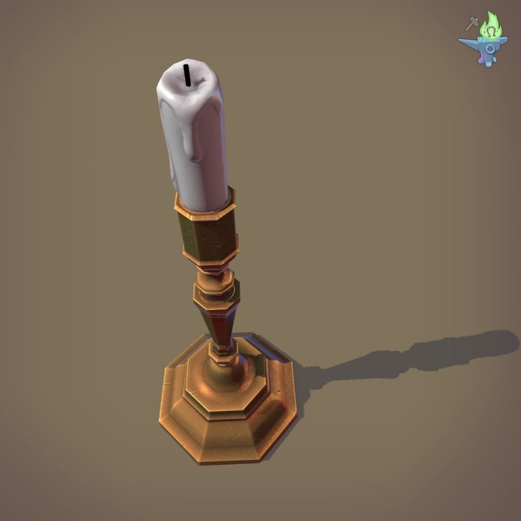 Candle Stick Low-poly 3D model_4