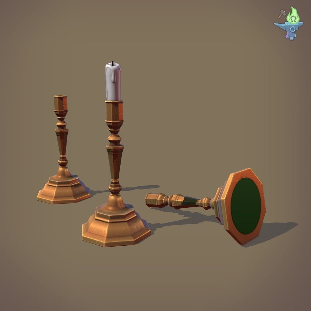 Candle Stick Low-poly 3D model_11