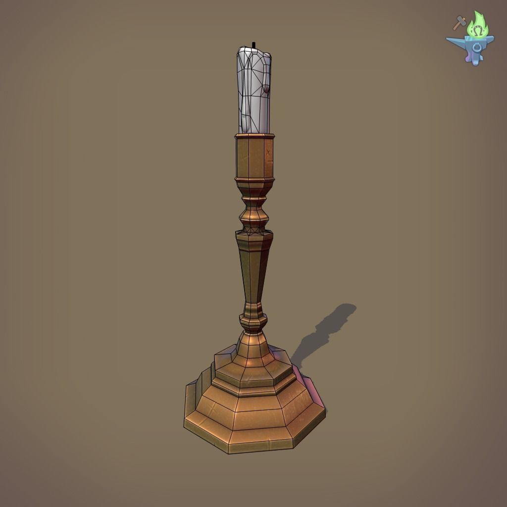 Candle Stick Low-poly 3D model_3
