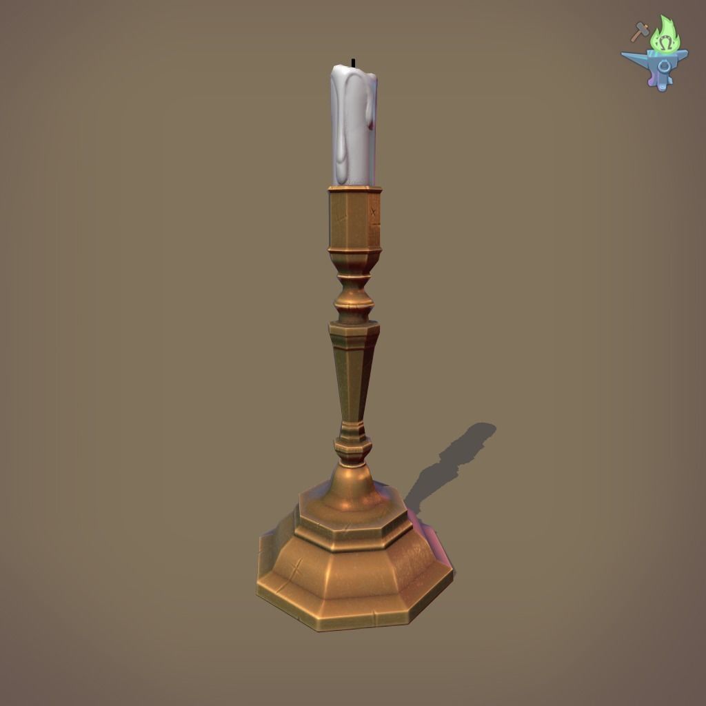Candle Stick Low-poly 3D model_2