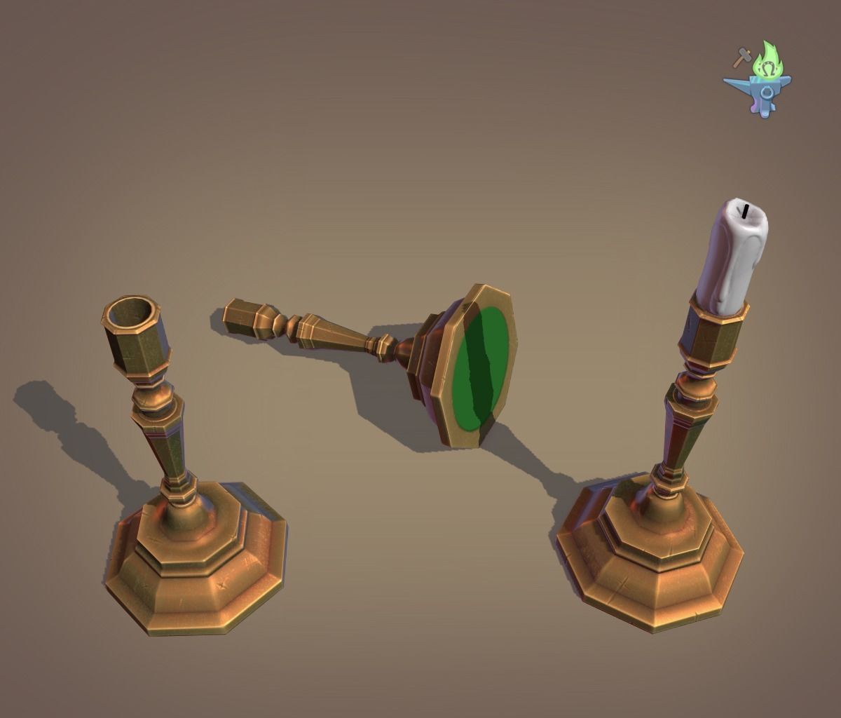 Candle Stick Low-poly 3D model_1