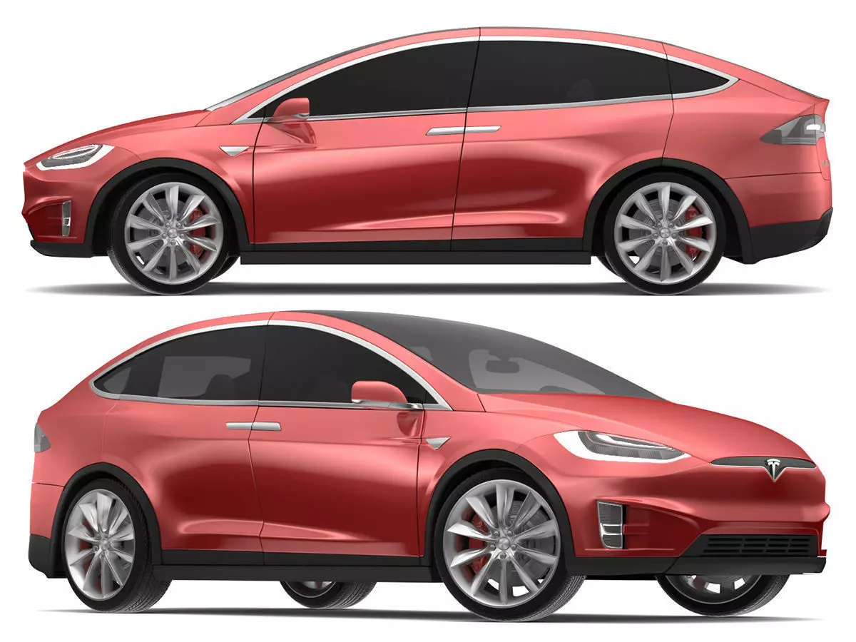 2017 Tesla X Red Multi-coat 3D model_0