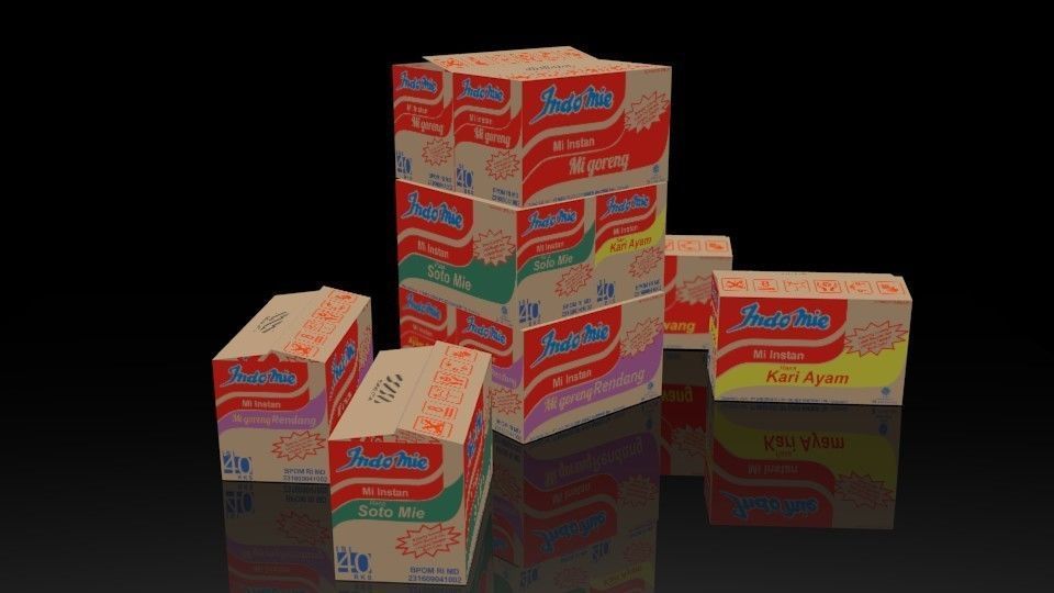 Indomie Noodle Box Package Collection 3D model Low-poly 3D model_2