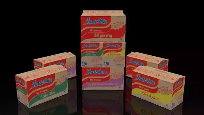 Indomie Noodle Box Package Collection 3D model Low-poly 3D model