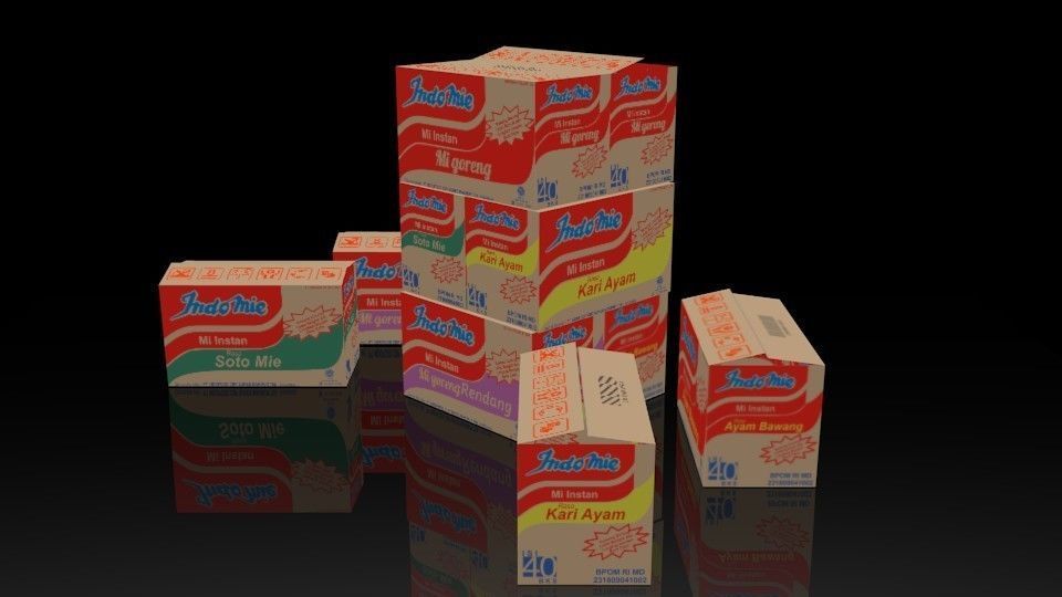 Indomie Noodle Box Package Collection 3D model Low-poly 3D model_1