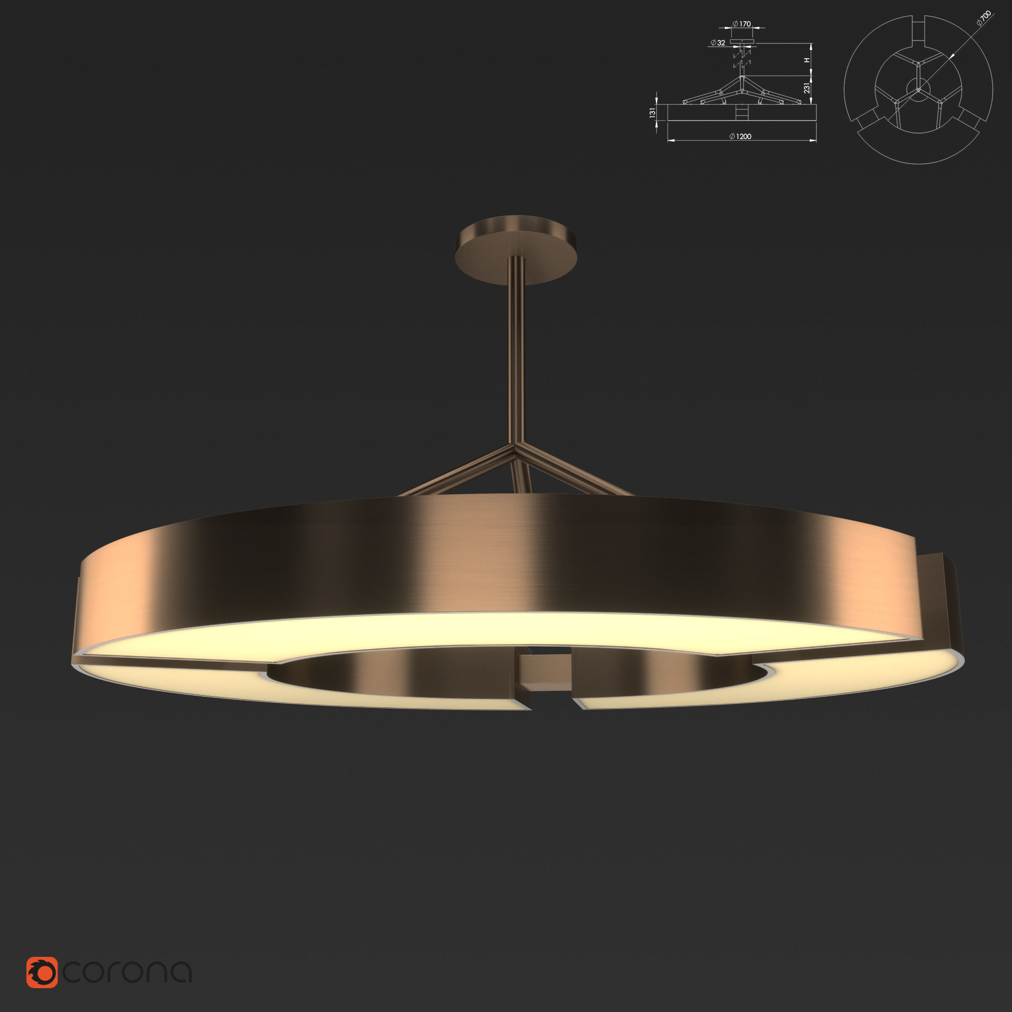 Ozone light ceiling 3D model_2