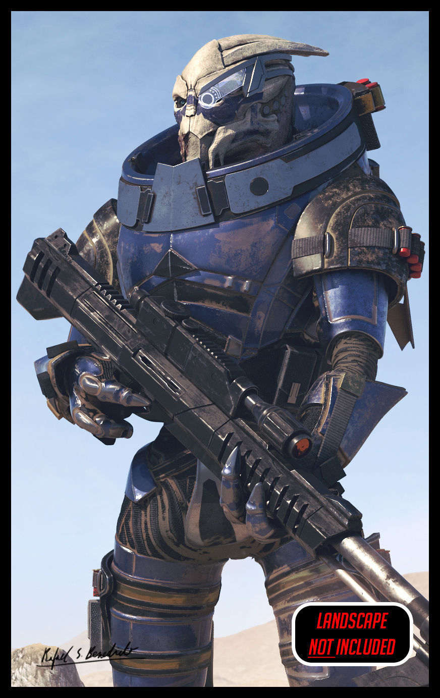 MASS EFFECT - Garrus Vakarian with Black Widow Rifle 3D model_7