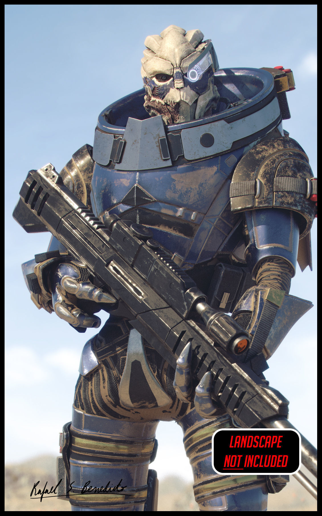 MASS EFFECT - Garrus Vakarian with Black Widow Rifle 3D model_4