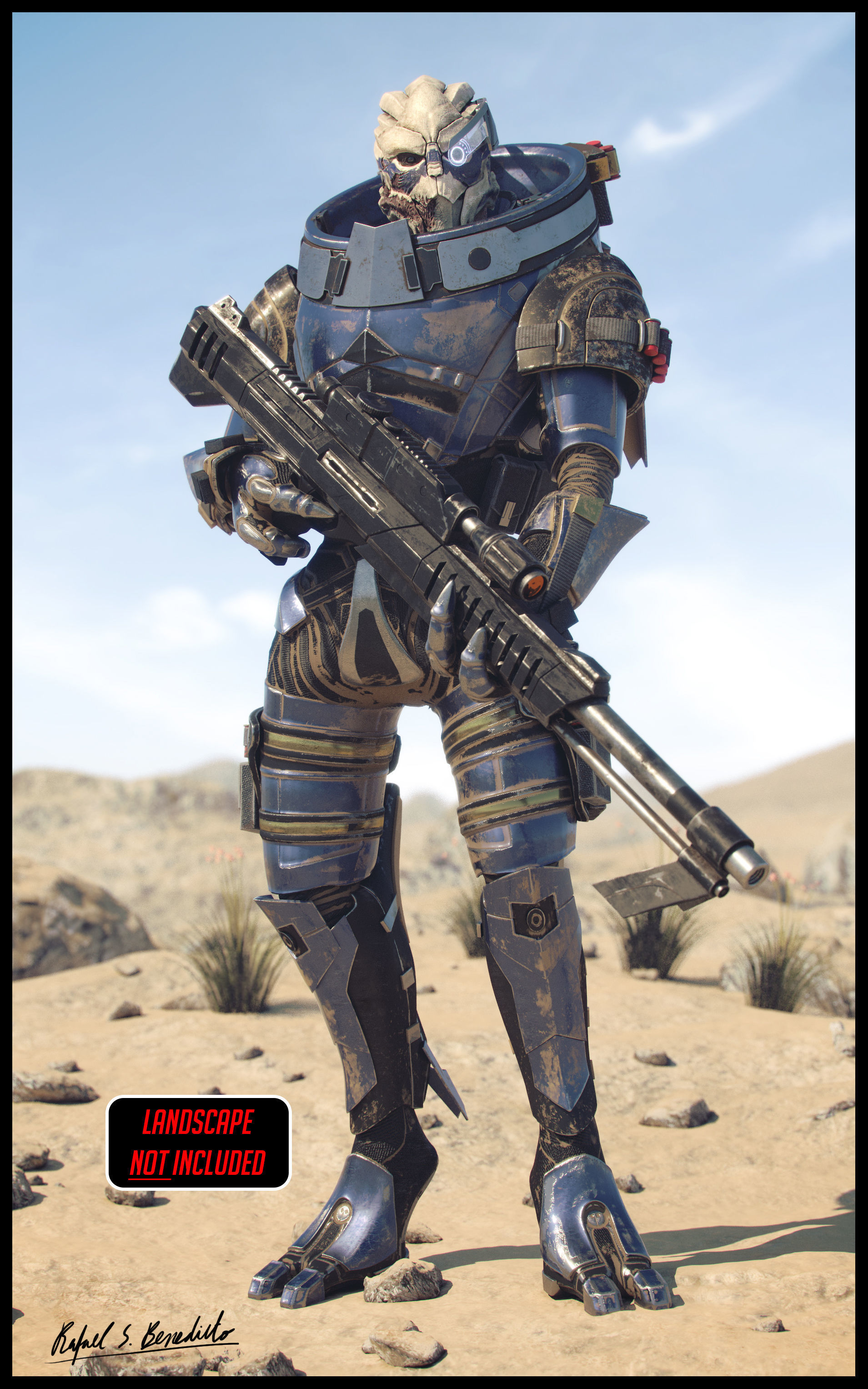 MASS EFFECT - Garrus Vakarian with Black Widow Rifle 3D model_3