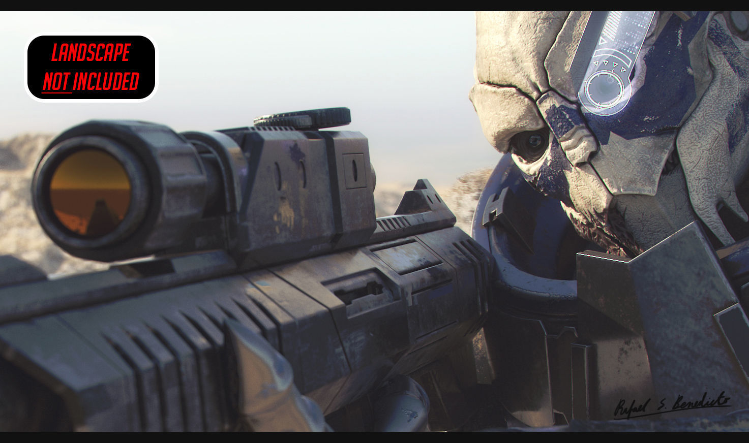 MASS EFFECT - Garrus Vakarian with Black Widow Rifle 3D model_2