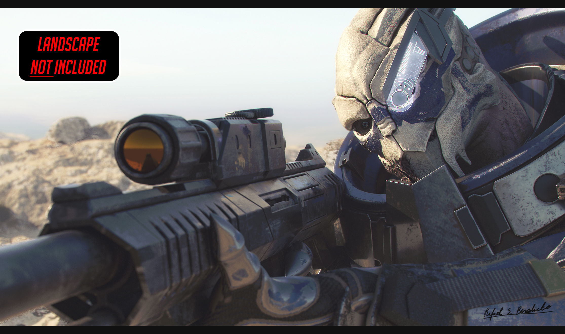 MASS EFFECT - Garrus Vakarian with Black Widow Rifle 3D model_1