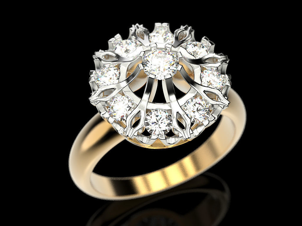 Snowflake Ring 3D print model_3