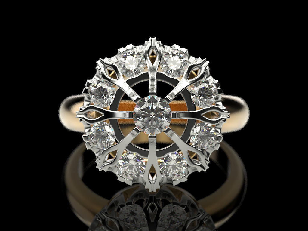 Snowflake Ring 3D print model_2