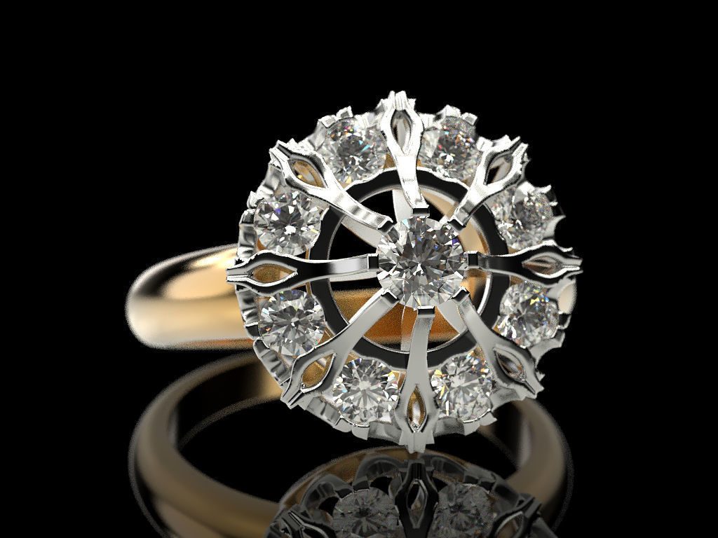 Snowflake Ring 3D print model_1