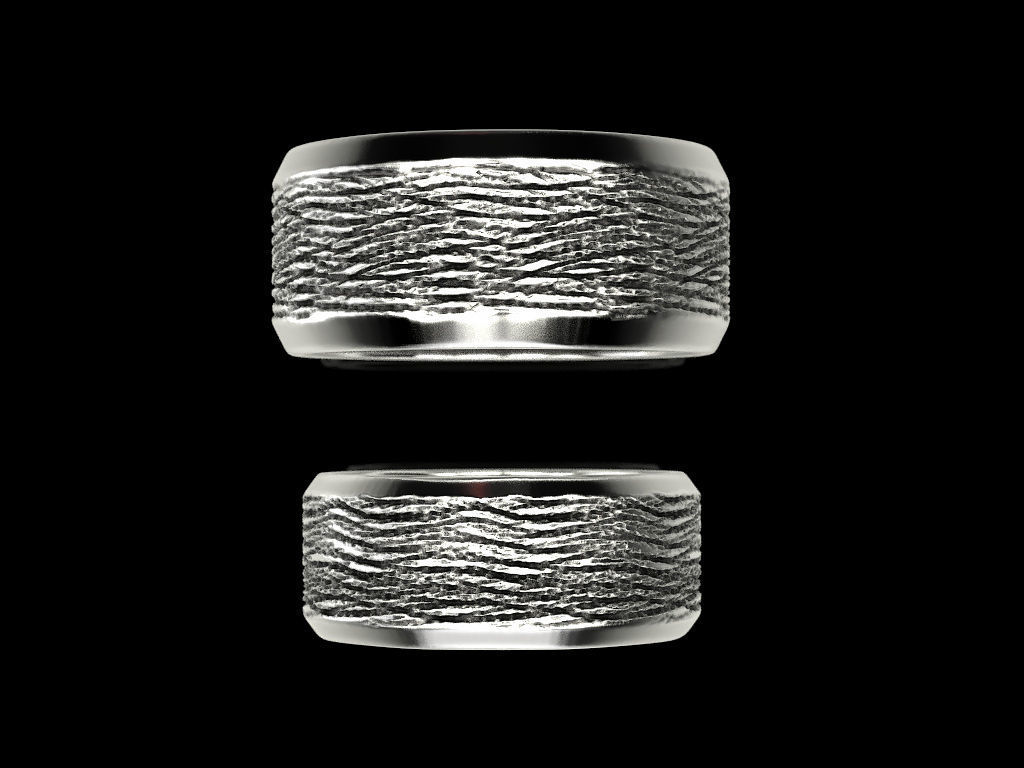 Wedding rings with a texture 3D print model_2