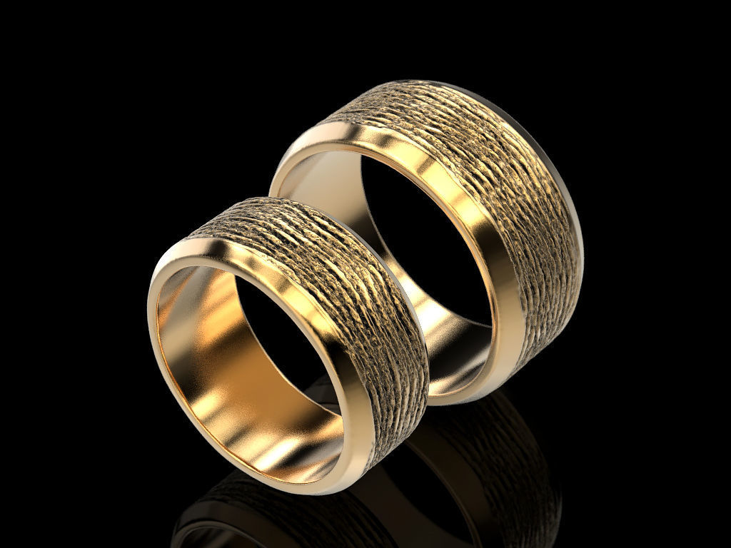 Wedding rings with a texture 3D print model_5