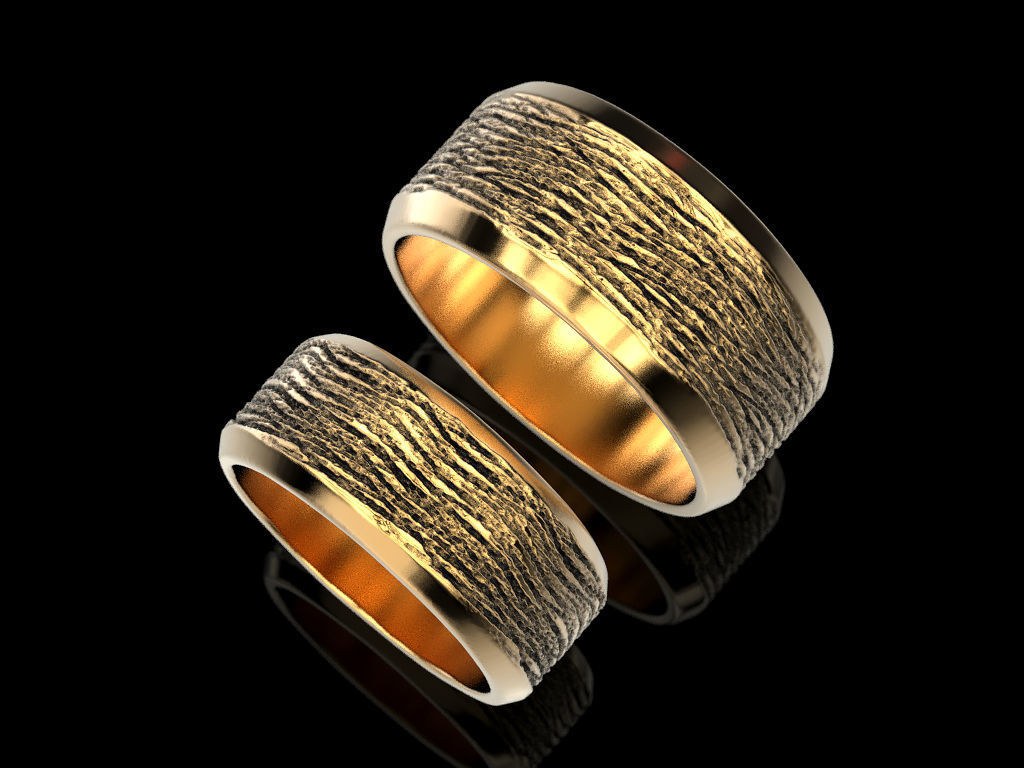 Wedding rings with a texture 3D print model_1