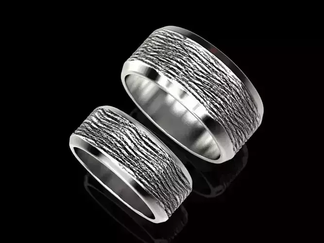 Wedding rings with a texture