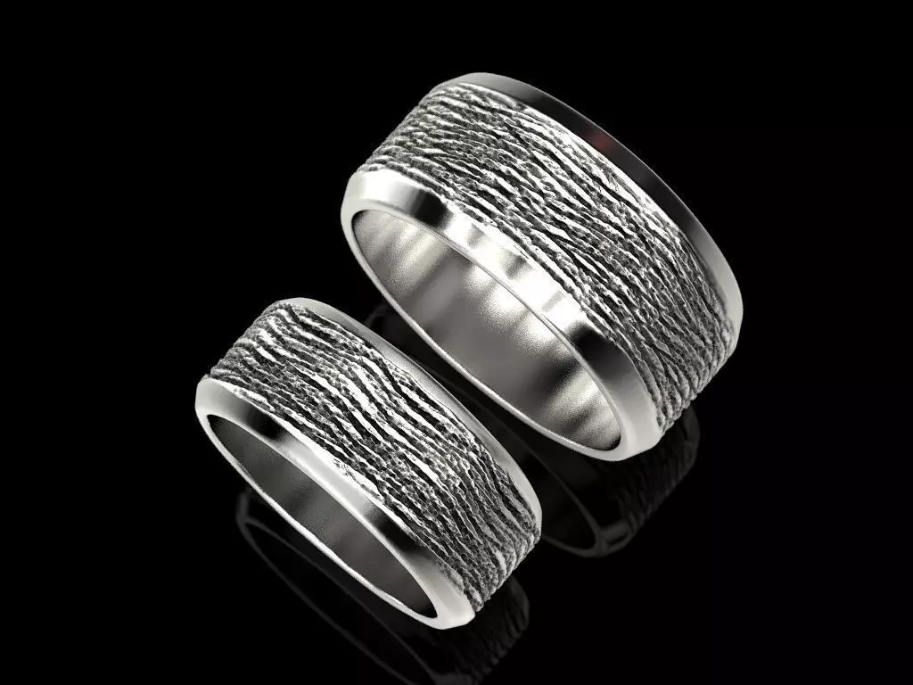 Wedding rings with a texture 3D print model_0