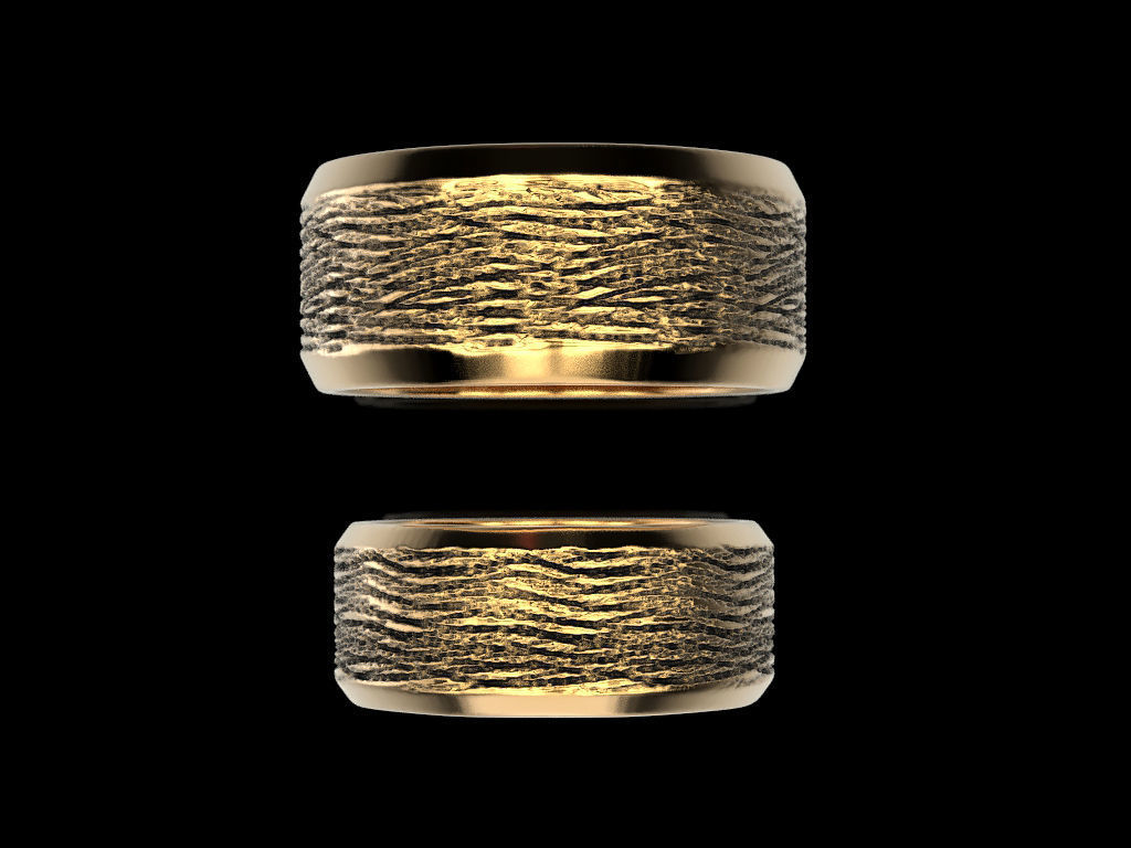 Wedding rings with a texture 3D print model_3