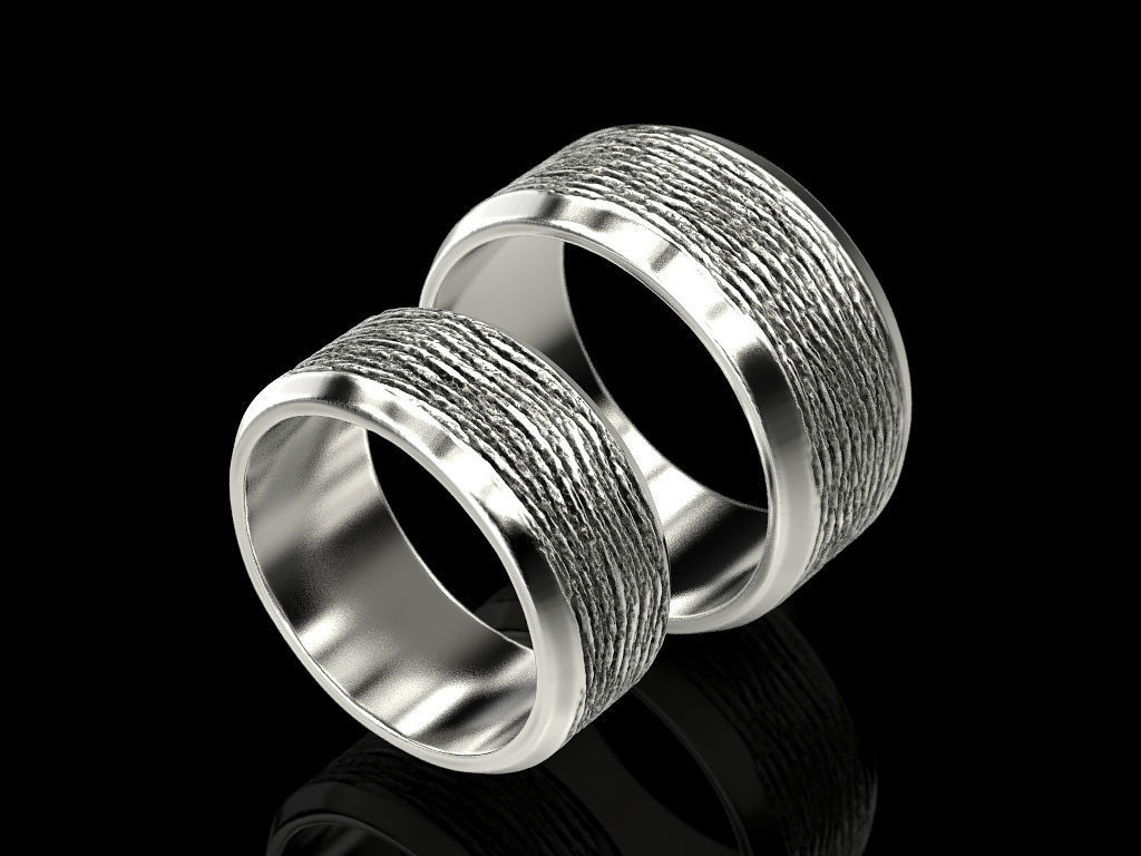 Wedding rings with a texture 3D print model_4