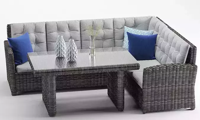 Latina Outdoor Rattan CornerSofa Set 3D model