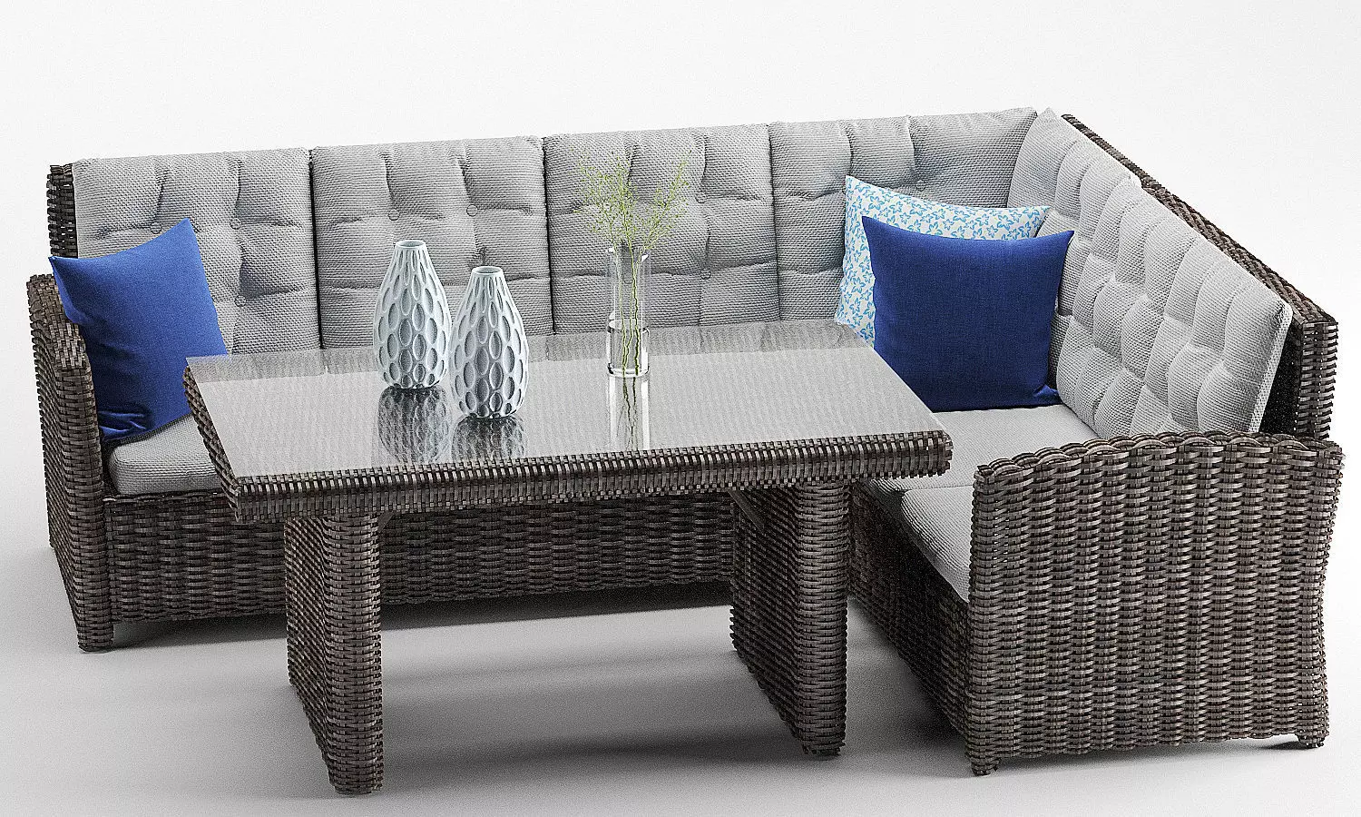 Latina Outdoor Rattan CornerSofa Set 3D model_0