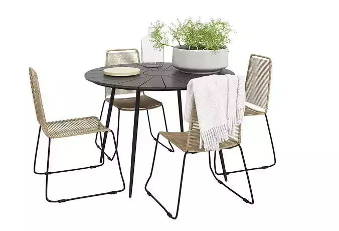 Prato Outdoor table with four Joy chairs 3D model