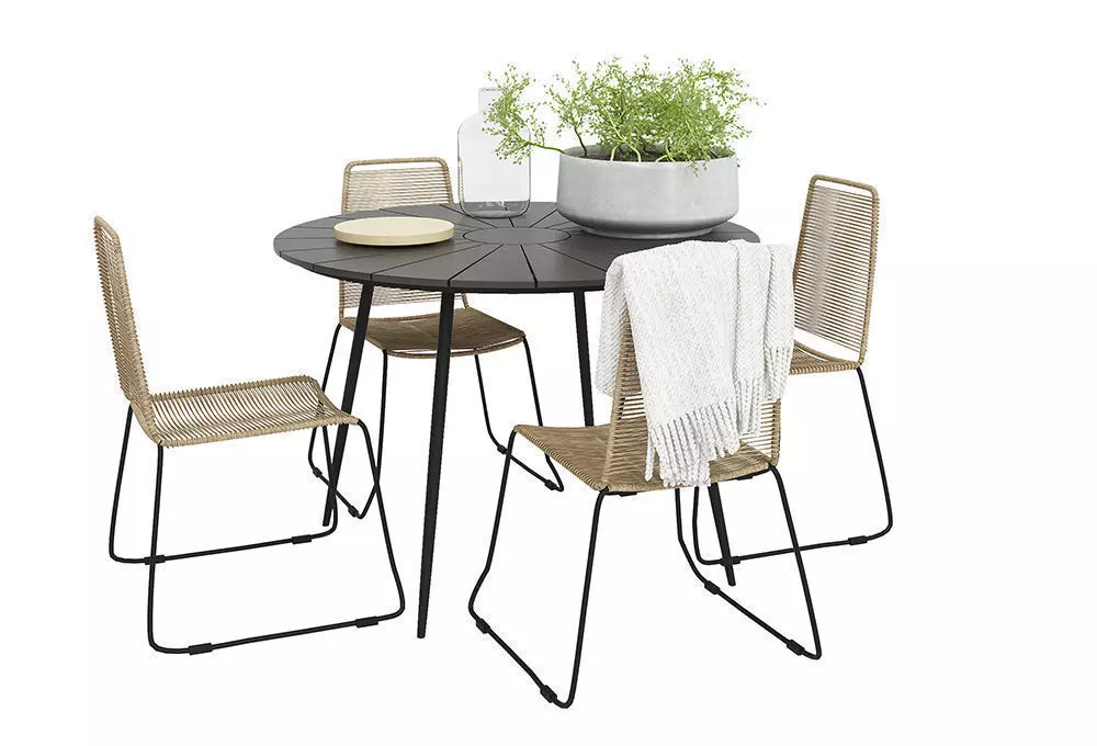 Prato Outdoor table with four Joy chairs 3D model_0